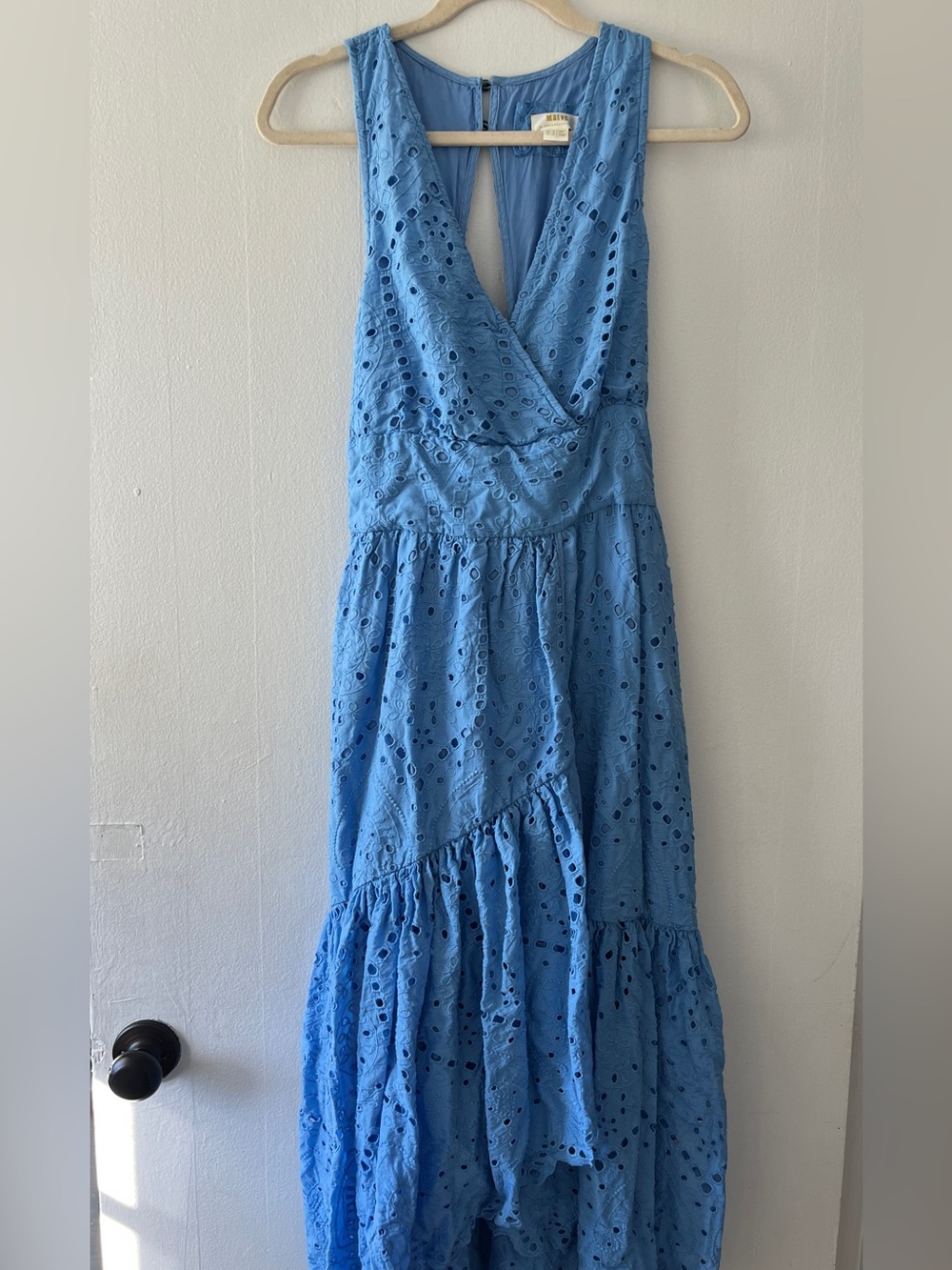 Maeve Sky-Blue Eyelet Maxi Dress